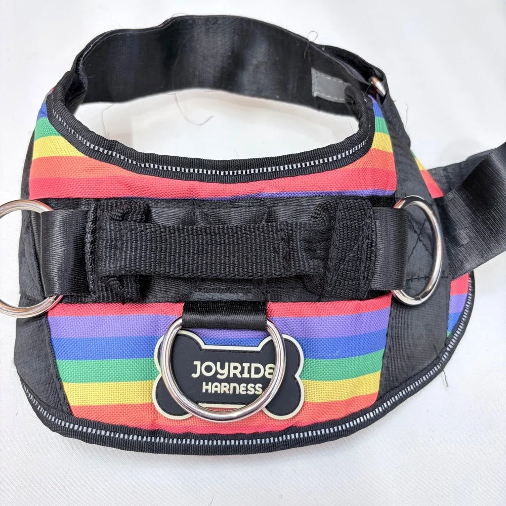 Joyride Dog Harness XL Rainbow Stripe Reflective Side-Clip No-Pull Pride